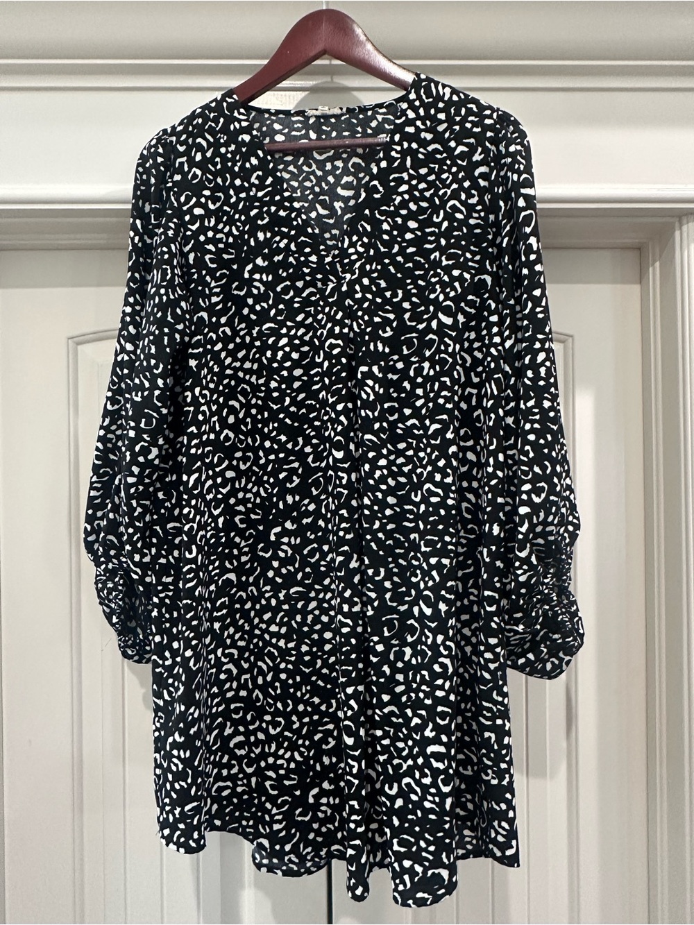 Jodifl Black White Abstract Animal Print Babydoll Dress Small